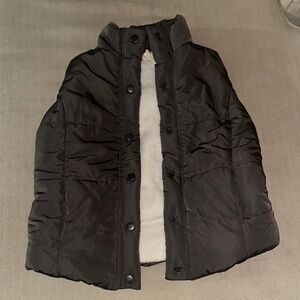 Gray Puffer Vest with Cream Lining